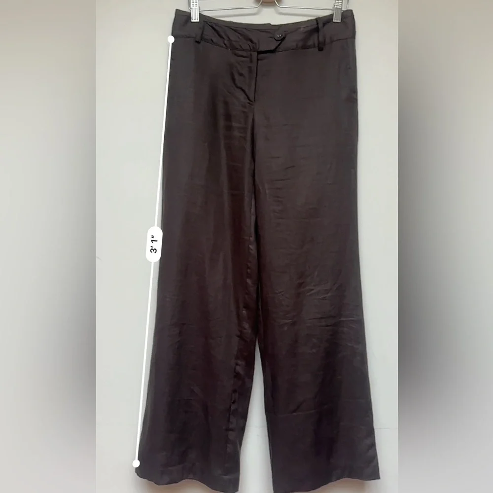 Saint Tropez West Brown 100% Linen Wide Leg Pants Size 6 - Picture 4 of 11